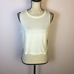 New! Marika Swift Cropped Performance Tank Top Size S Women White Keyhole Back